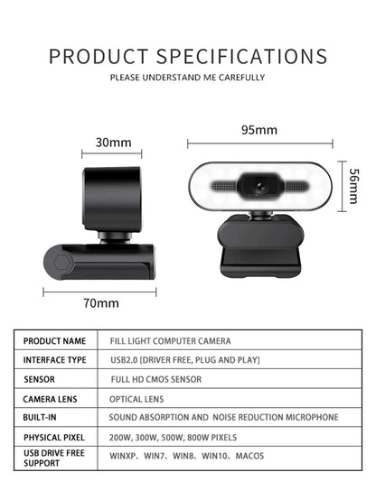Portable Full HD Webcam | 1080P/2K/4K Auto Focus with Microphone for PC, Laptop & Live Streaming