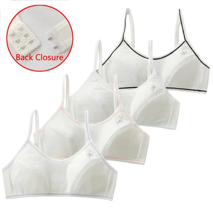 4Pcs Girls Cotton Training Bra Set - Wireless Puberty Underwear Vest Camisole for Kids & Teenage Girls