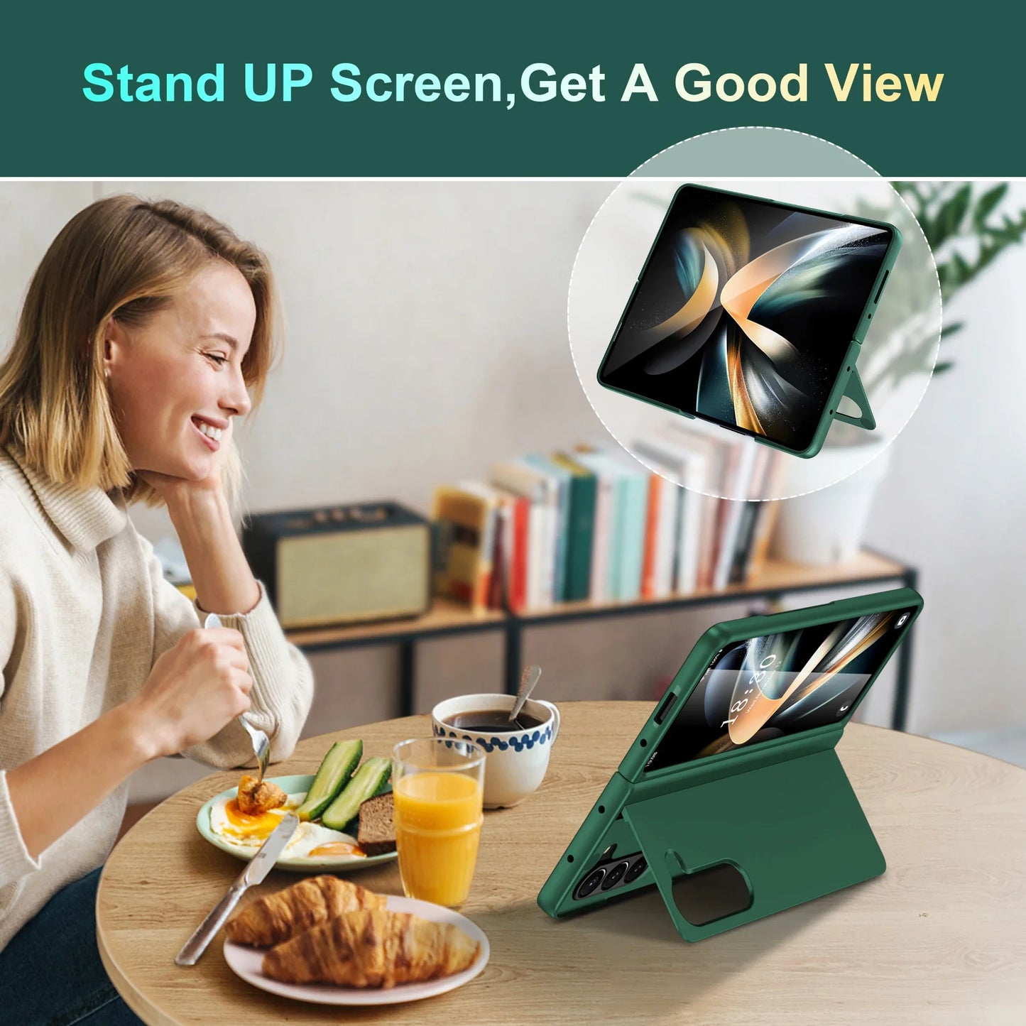 Full Coverage Hard PC + TPU Case for Samsung Galaxy Z Fold 5/4/3 5G – Anti-Fingerprint, Anti-Scratch, Heavy Duty with Holder, Matte & Non-Slip Design