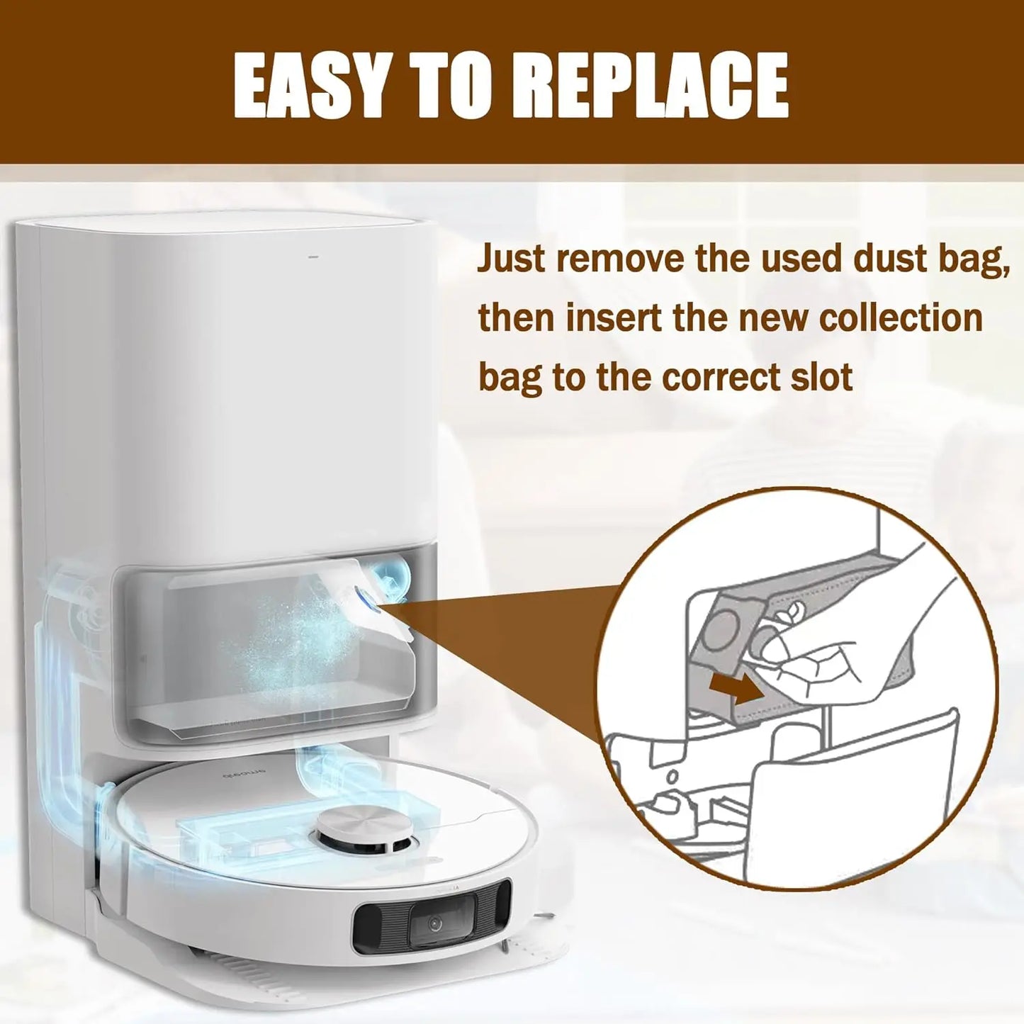 Robot Vacuum Dust Bags Replacement - Compatible with Dreame L20 Ultra L10 Ultra L10s Ultra X10 Plus S10 Pro Accessories