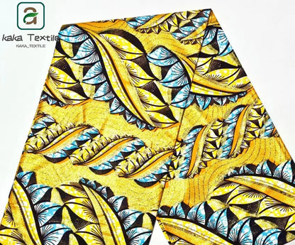 New Grand African Wax Fabric - 6 Yards Cotton Ankara Batik Pagne with Golden Shine Finish for Dresses & Sewing