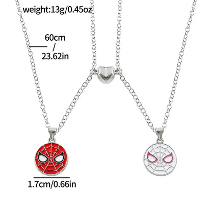 2pcs Marvel Spiderman Necklace – Best Friend & Couple Neck Accessories, Superhero Gift for BFFs