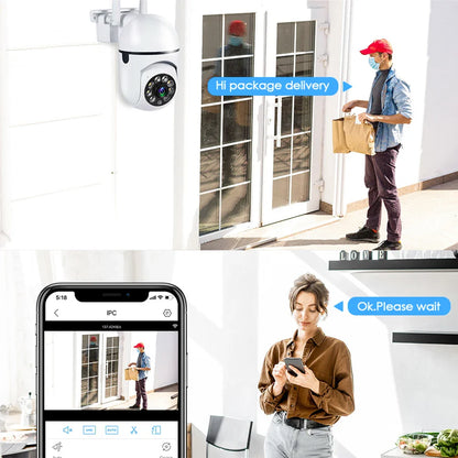 1080P IP WiFi Outdoor CCTV Camera, 4X Zoom, AI Human Detection, HD Color Night Vision, IP66 Waterproof