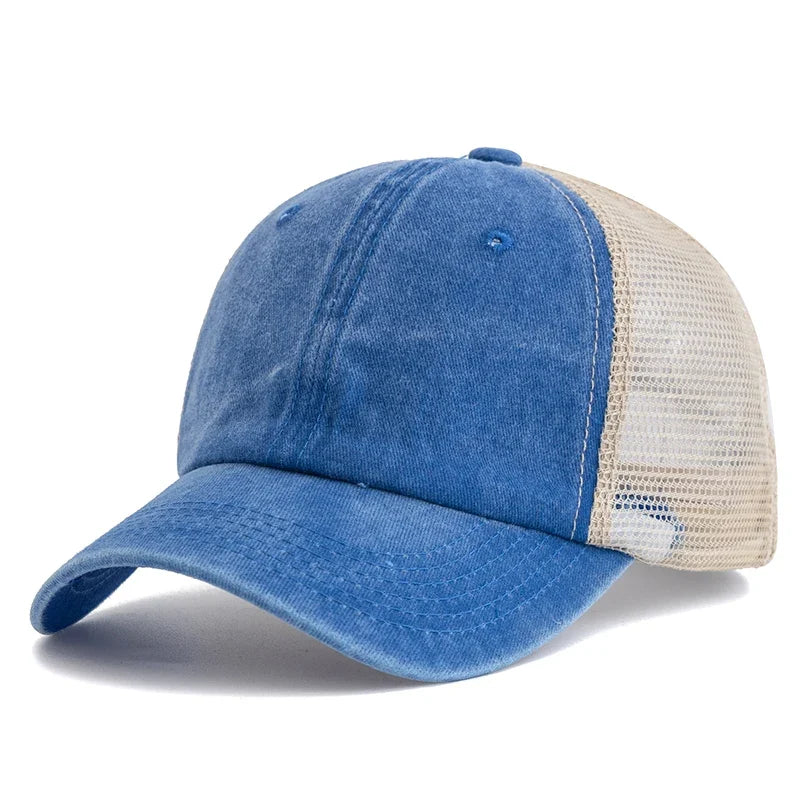 Unisex Washed Cotton Trucker Hat - Multi Color Casual Baseball Cap for Men & Women