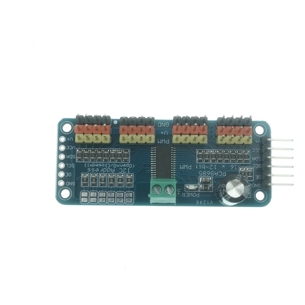 PCA9685 16-Channel 12-Bit PWM Servo Driver Module - I2C Interface Controller for Raspberry Pi DIY Projects