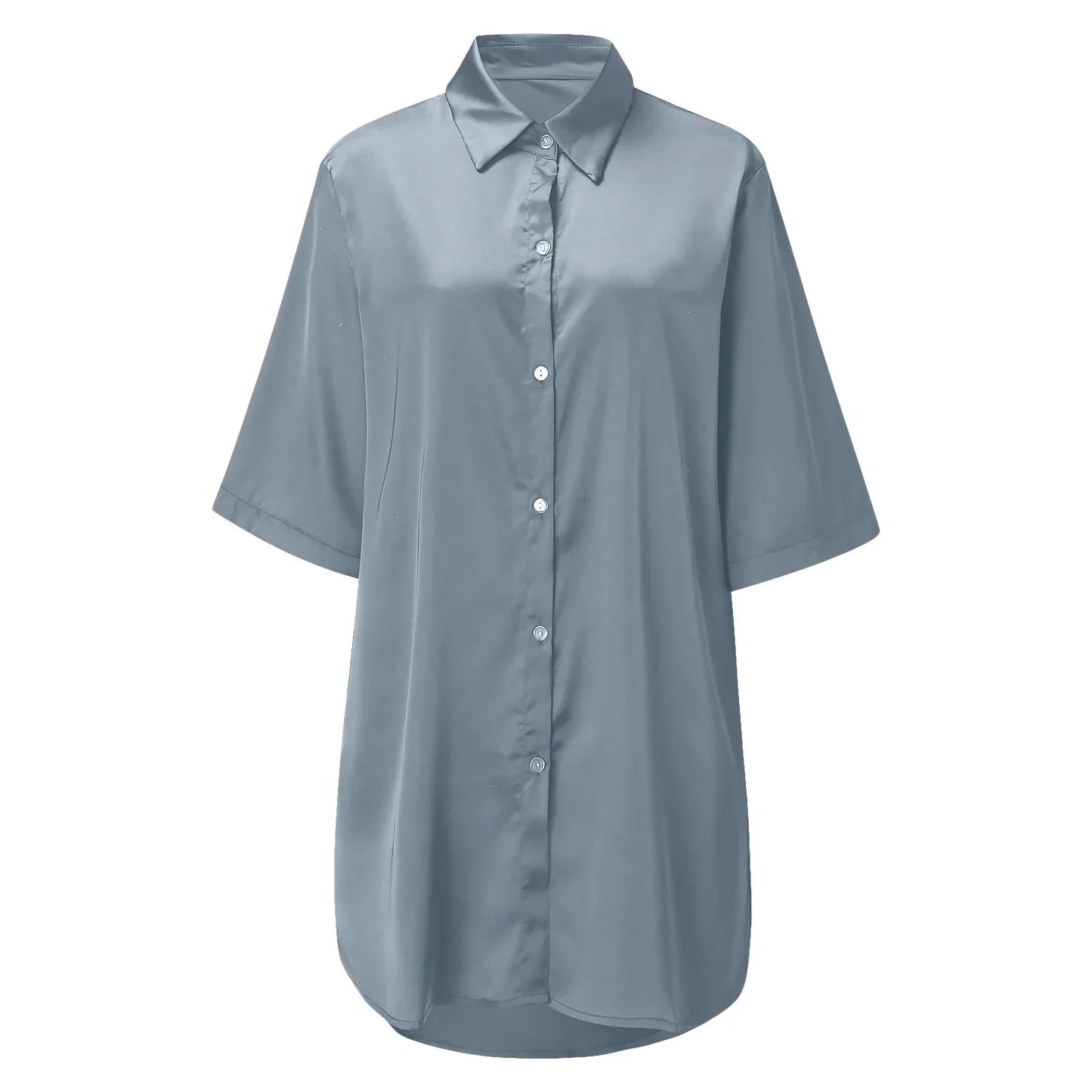 Women’s Silky Soft Long Sleeve Pajamas – Solid Color Sexy Nightshirt, Comfortable Home Sleepwear