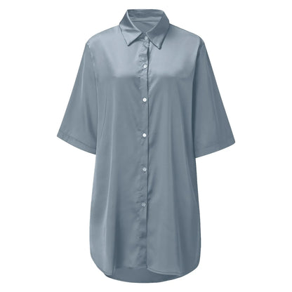 Women’s Silky Soft Long Sleeve Pajamas – Solid Color Sexy Nightshirt, Comfortable Home Sleepwear