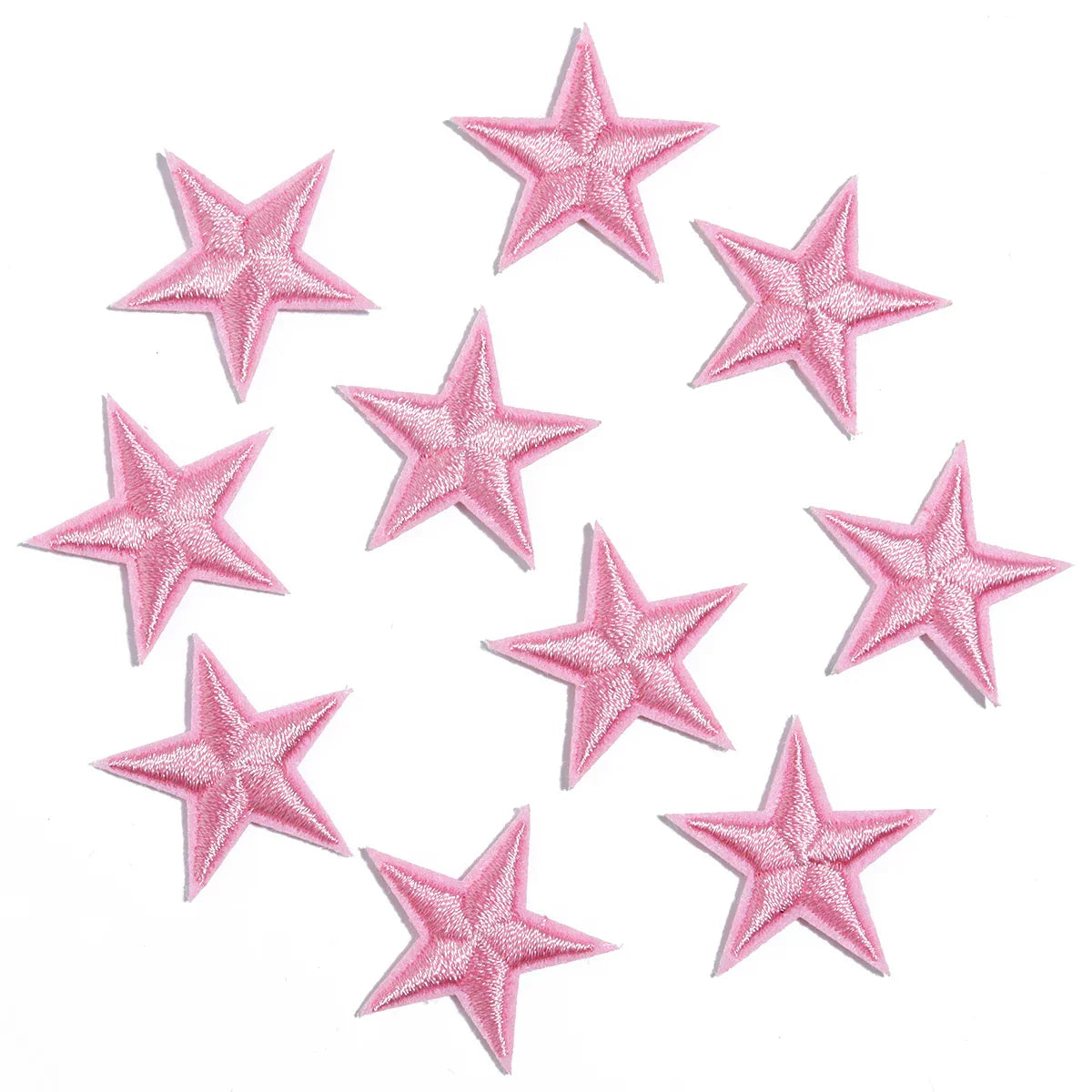10pcs Mini Star Iron-On Embroidery Patches – Small Pentagram Appliques for DIY Clothing, Black White Gold Fashion Decoration