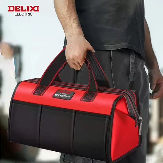 DELIXI ELECTRIC Tool Bag - 13/14-Inch Wide-Mouth Multi-Pocket Zipper Organizer