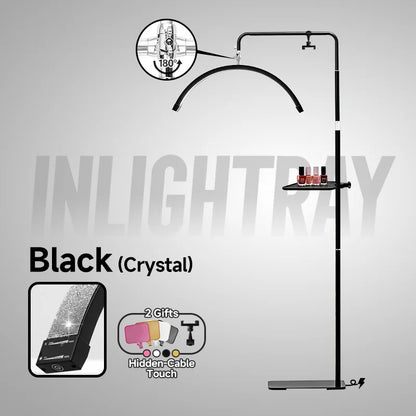 Hidden Cable Half Moon Beauty Lamp - Professional Lash Extension Floor Light with Custom Logo for Salon Makeup & Eyelash Artists