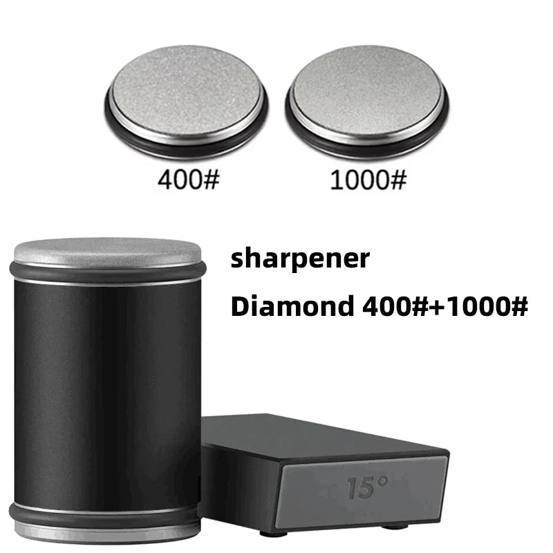 New Rolling Double-Sided Diamond Knife Sharpener – 15° & 20° Magnetic Angle Roller for Kitchen Sharpening