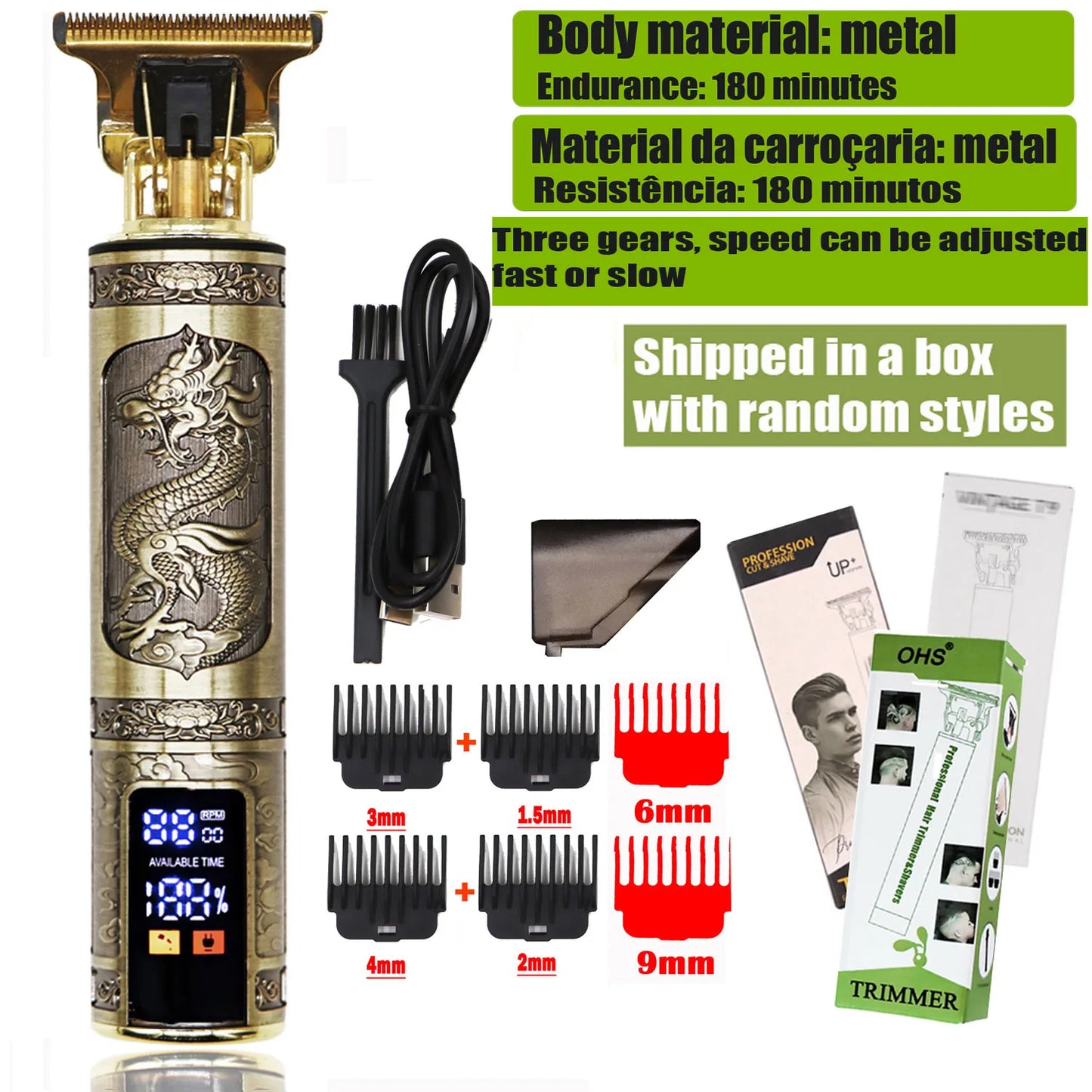 T9 Electric Hair Clipper & Beard Trimmer — 0mm Precision Body Hair Shaver for Men, Professional Haircut & Grooming