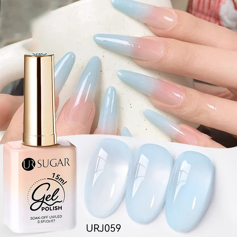 UR SUGAR 15ml Jelly Gel Polish - Milky White Translucent UV Soak Off Nail Art Varnish