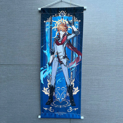 Hot Game Impact Scroll Canvas – Cartoon Heroes Wall Hanging Poster for Cosplay, Halloween, Xmas Decor & Gifts