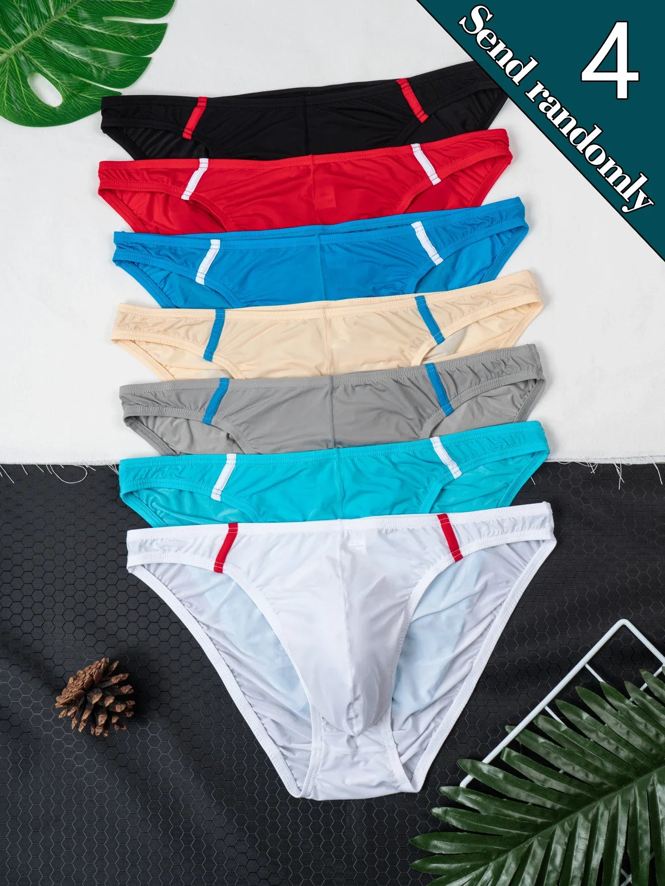 4-Pack Men’s High-Elastic Breathable Briefs – Soft U-Shaped Quick-Dry Underwear, Multi-Color Casual Comfort All-Season Fit