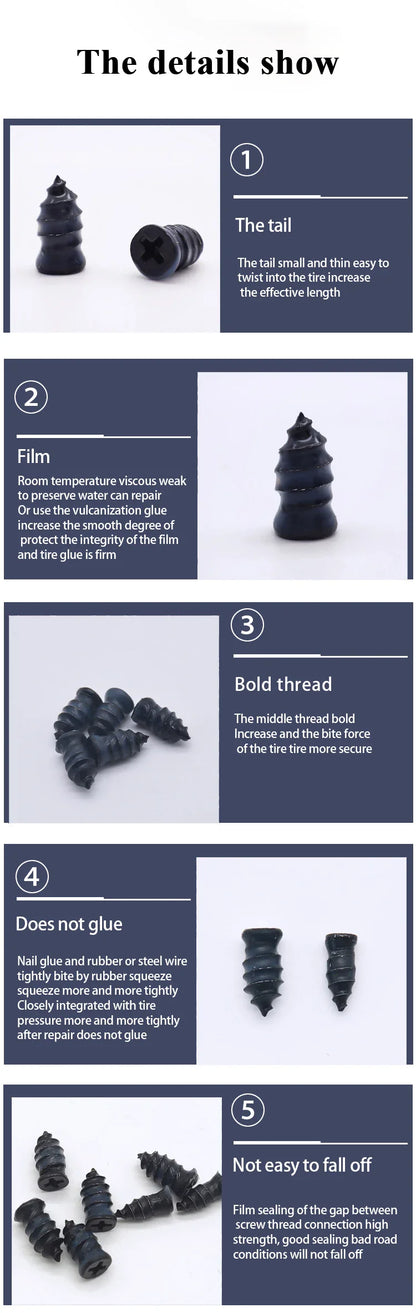 10/30pcs Car & Motorcycle Tyre Repair Rubber Nail Set – Universal Tire Puncture Repair Tool for Cars, Trucks & Bikes