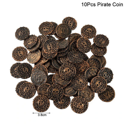 Pirate Party Costume Set - Eye Patch, Coins, Skull Hat & Birthday Decoration Accessories for Kids