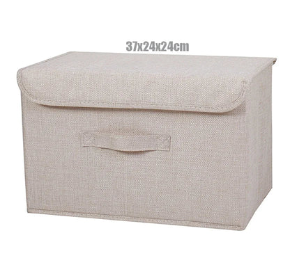 Washable Cotton Linen Folding Storage Box – CD, Toy & Laundry Organizer with Lid