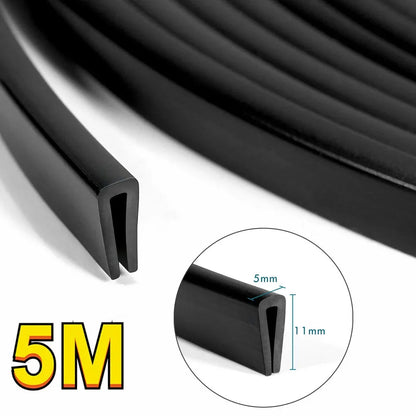 5M Car Door Edge Protector Strip - U-Shape Rubber Guard Seal Trim 11mm x 5mm