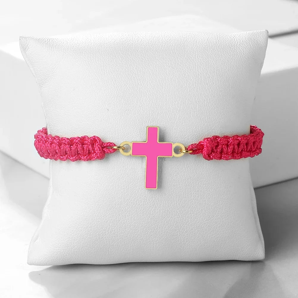 Jesus Cross Braided Bracelet - Handmade Christian Faith Friendship Bangle Jewelry Gift for Women & Men