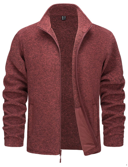 TACVASEN Men’s Lightweight Fleece Jacket - Full Zip Spring Casual Outdoor Sportswear with Pockets & Stand Collar