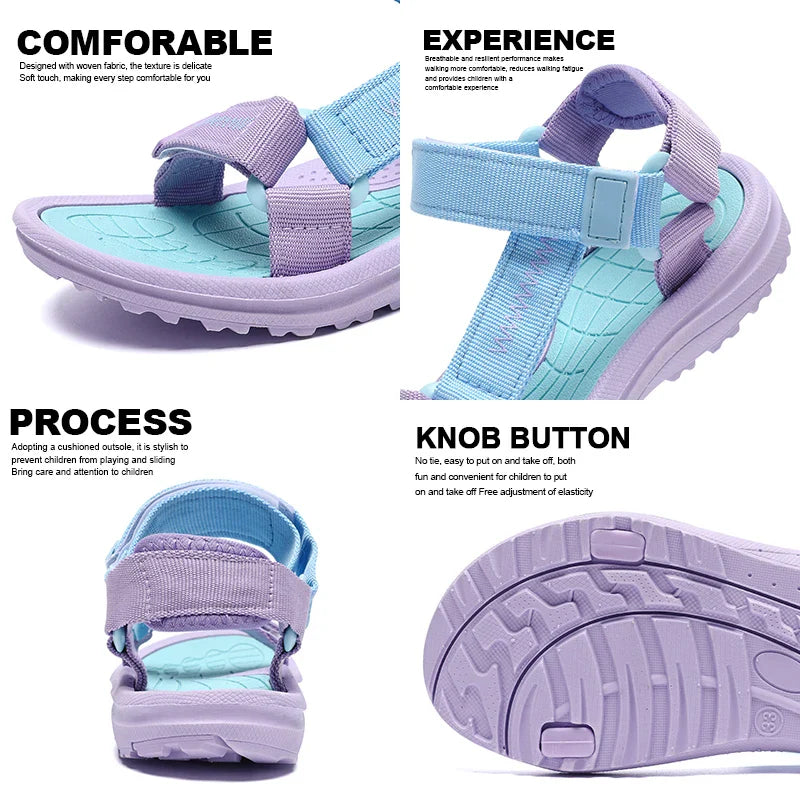 Kids Breathable Summer Sandals – Boys & Girls Open-Toe Sport Beach Shoes | Comfortable Outdoor Walking Sandals Size 30–38