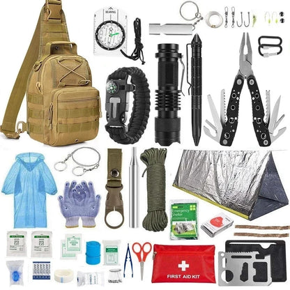 Professional Emergency Survival Kit - Military Style First Aid Gear Set for Hiking, Camping & Outdoor Adventures