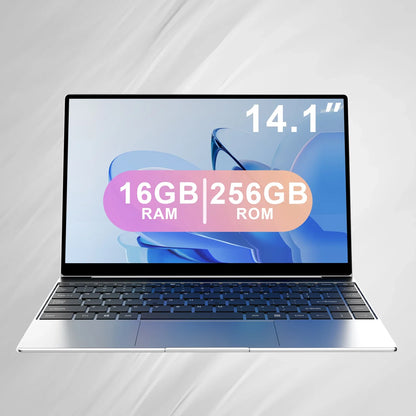 Ultra Slim 14.1" Laptop – Intel N3700, 16GB RAM, 2TB SSD, Windows 11 Pro, Full HD Notebook for Office & Study