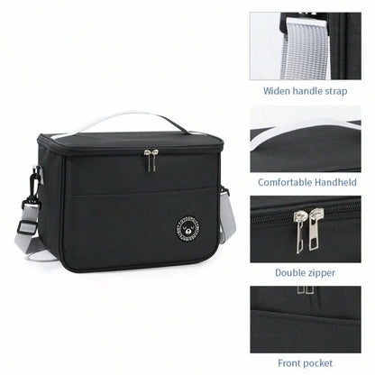 Insulated Handheld Lunch Bag with Shoulder Strap – Thickened Waterproof Student Lunch Box Tote