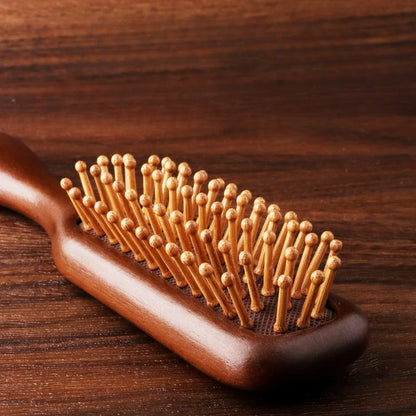 Natural Wooden Comb – Anti-Static Meridian Massage, No-Snag Wide Tooth Comb for Straight & Curly Hair for Women & Girls