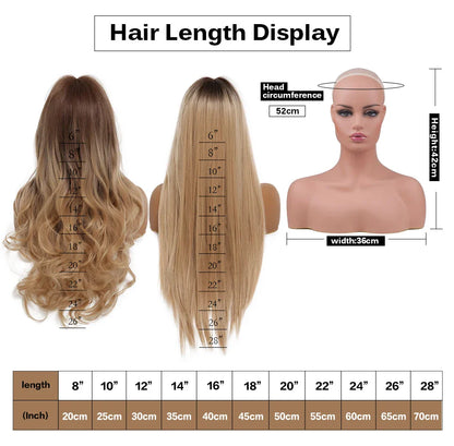Ombre Honey Brown Long Synthetic Wig with Bangs — Wavy, Realistic, Soft, Heat-Resistant Hair for Daily & Party