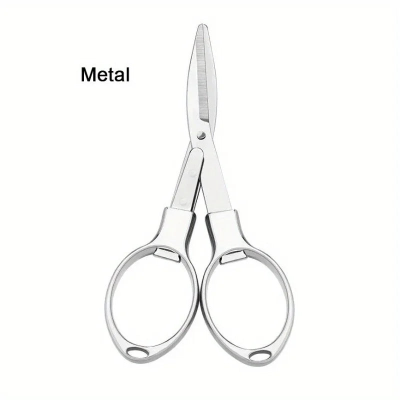 Folding Stainless Steel Scissors - Portable Fishing Line Cutter Sewing Needlework and Stationery Multi-Tool