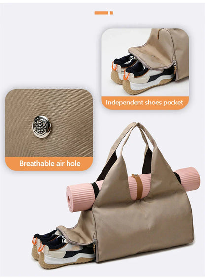 Women's Yoga Mat Bag - Gym Sports Shoulder Tote, Dry Wet Travel Storage for Fitness & Dance