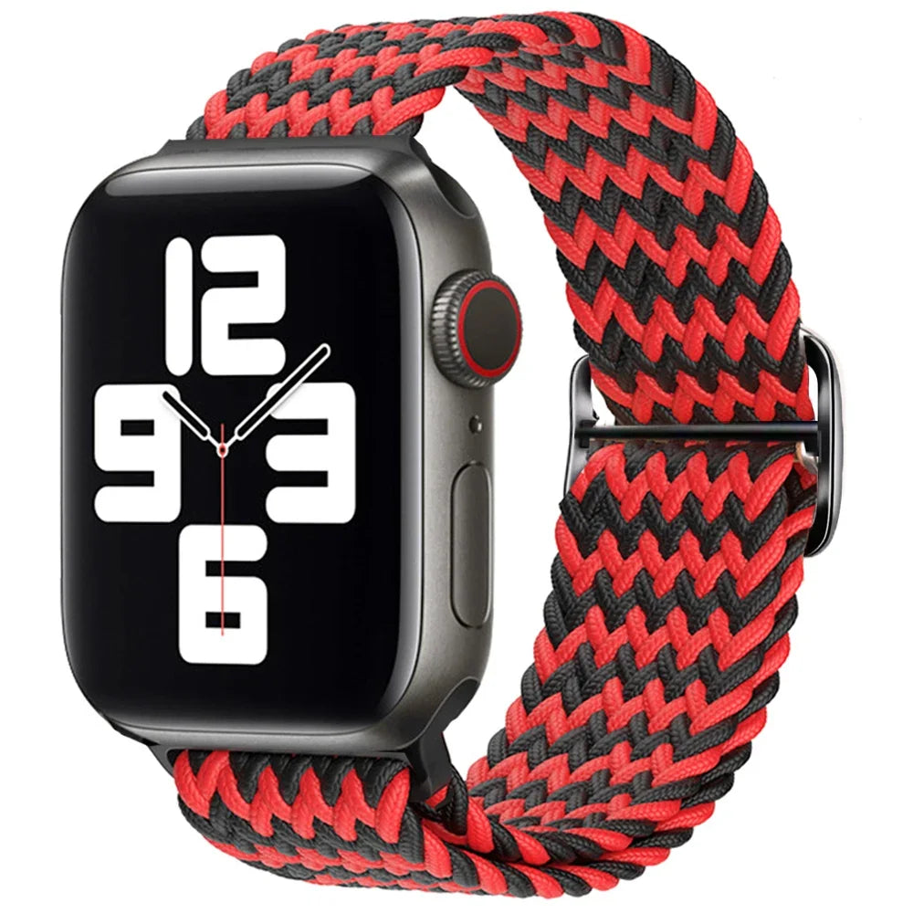 Braided Solo Loop Apple Watch Ultra Band – Elastic Nylon Adjustable Bracelet Strap for iWatch SE, Series 3–9 (38mm–49mm)