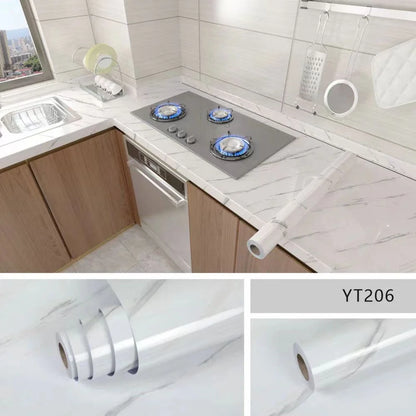 40cm PVC Marble Wall Sticker - Waterproof Oil-Resistant Self-Adhesive Kitchen Decor