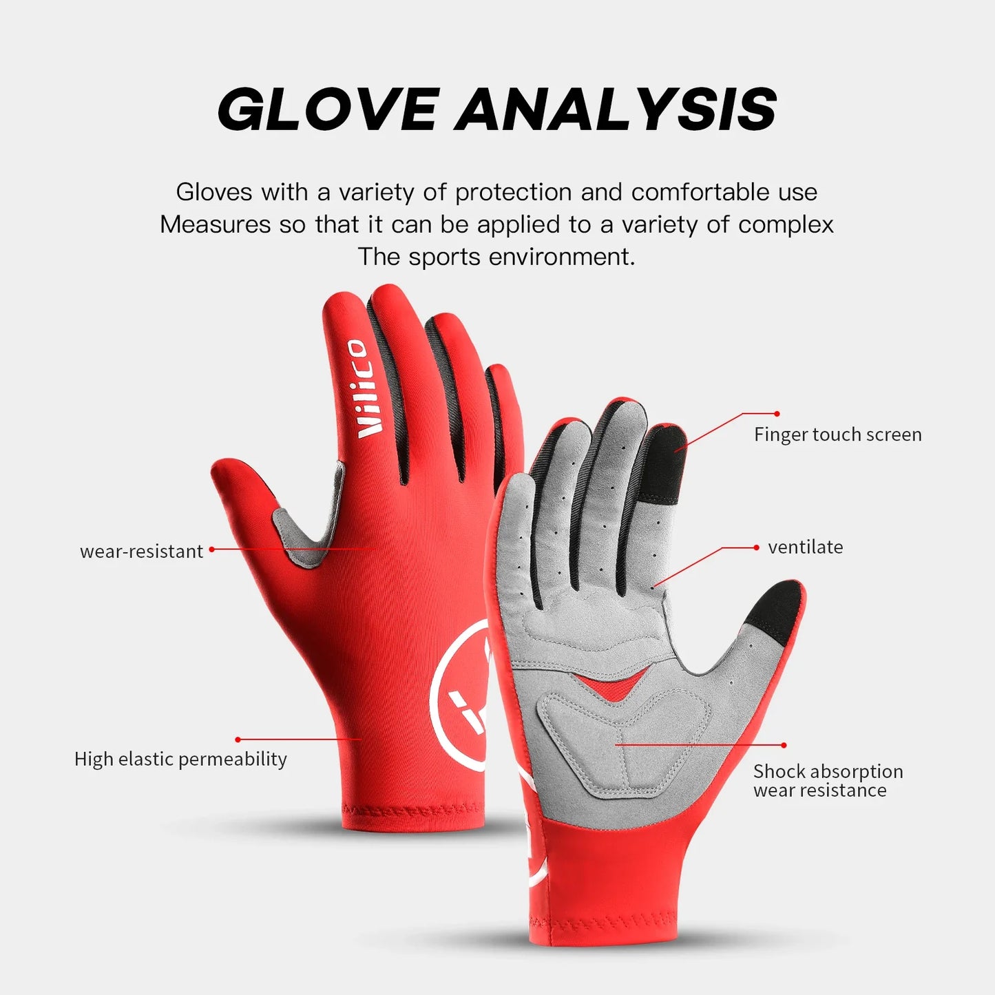 Vilico Professional Cycling Gloves – Touchscreen, Shockproof, Anti-Slip & Wear-Resistant Riding Gloves