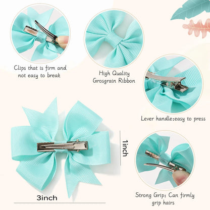 20/40PCS Candy Color Bow Hair Clips - Cute Ribbon Hairpins for Baby Girls Kids Headwear Accessories Gift Set