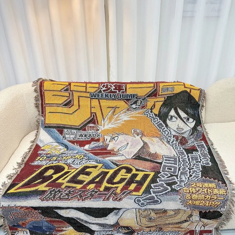 Anime Dragon Ball & One Piece Cotton Blanket – Casual Decorative Throw for Bed, Sofa, and Home Decor