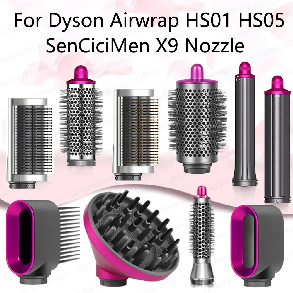 Hair Styler Nozzle for Dyson Airwrap HS01/HS05 & Sencicimen X9 – Multi Hair Curler & Smoothing Brush Attachment