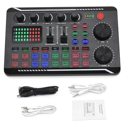 Live Sound Card Audio Interface - DJ Mixer with Voice Changer Effects & Bluetooth for Streaming, Singing and Recording