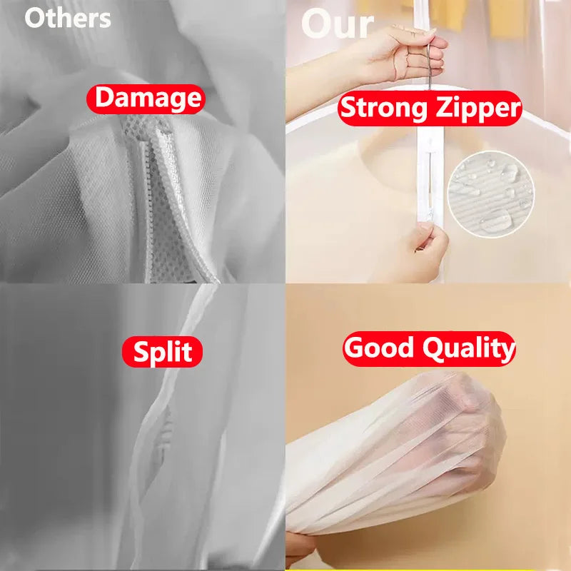 Dust-Proof Garment Protector Cover Bag: Fully Enclosed Clothes Storage with Zipper - Durable Hanging Clothes Bag