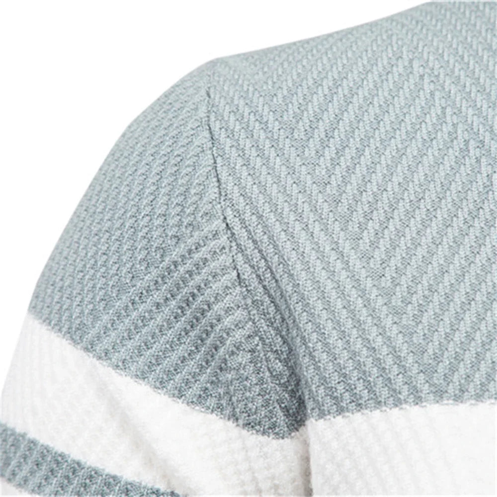 Men's Autumn Patchwork Sweater - O-Neck Long Sleeve Slim Fit Warm Casual Fashion Pullover Top