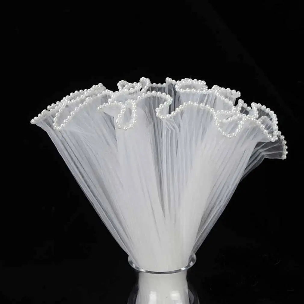 Pearl Edge Bouquet Wrapping Paper - Decorative Mesh Flower Wrap for Valentine’s Day Gifts, Floral Arrangements & Handmade Bouquets