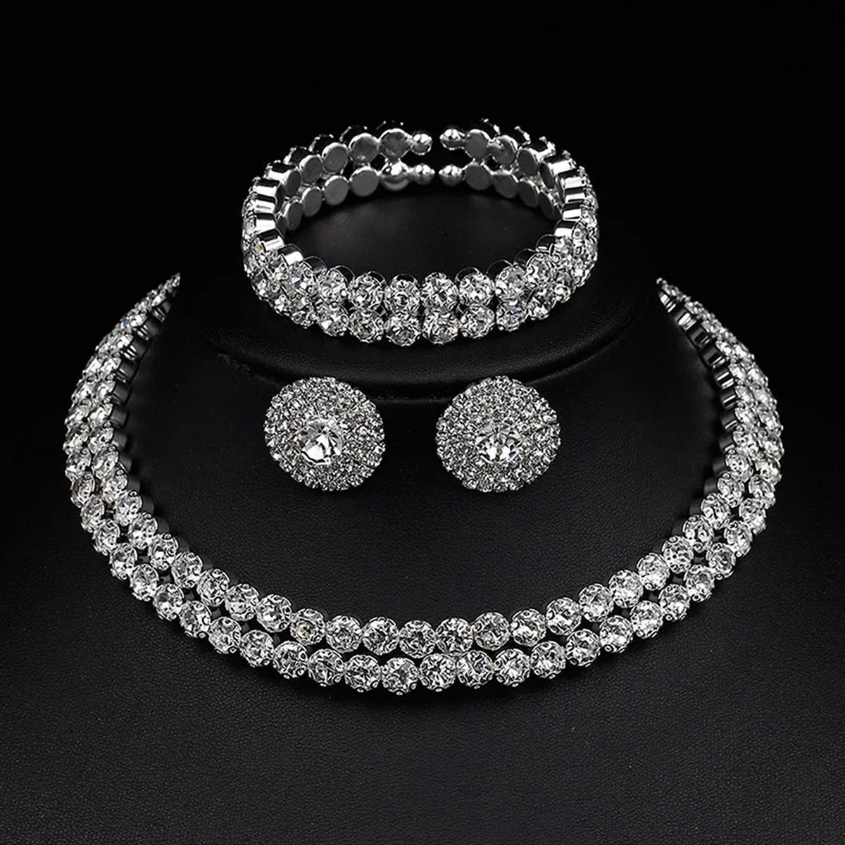 Women's Minimalist Jewelry Set - 4-Piece Necklace, Earrings & Bracelet Party Accessory Collection