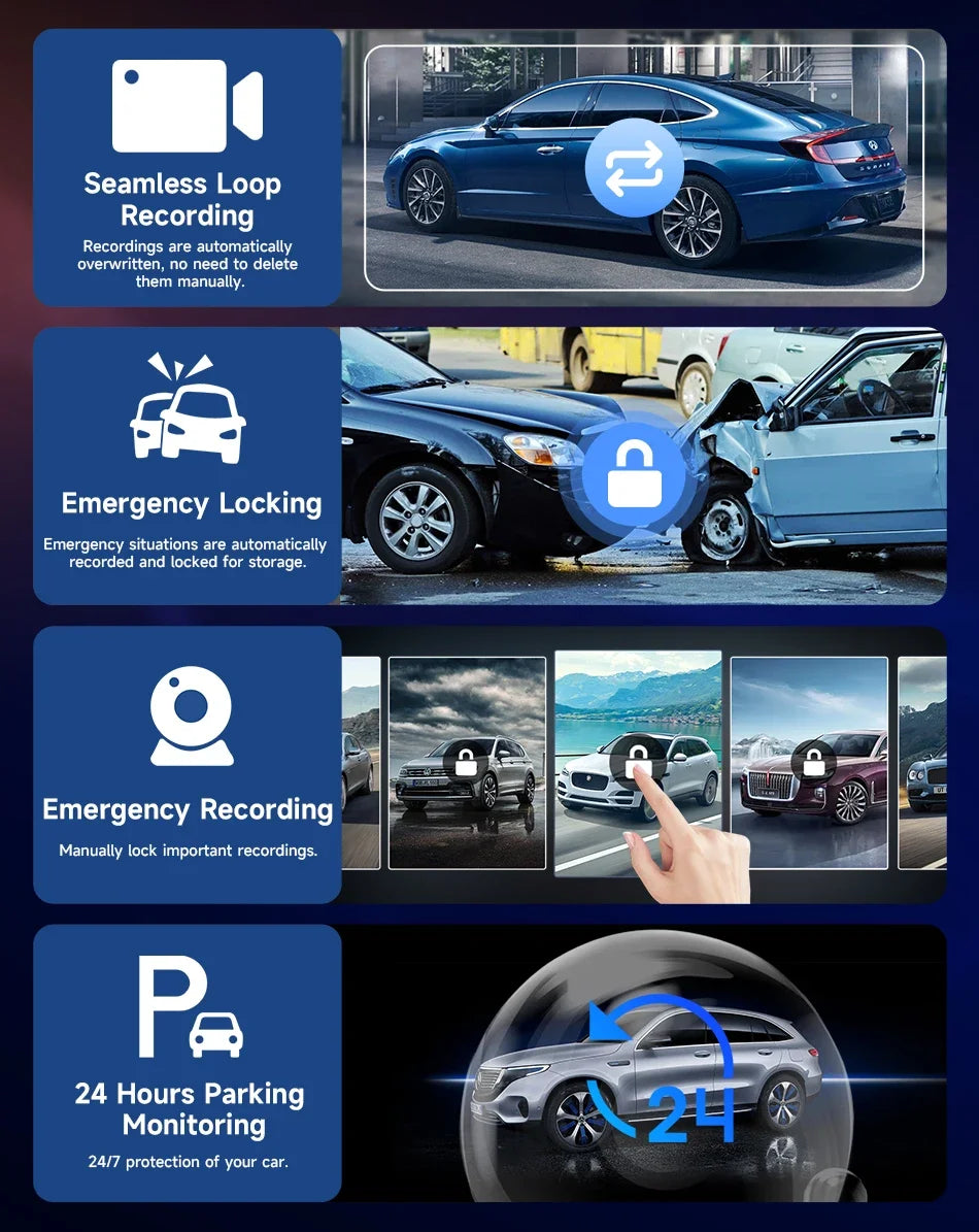 10.26" 4K Dash Cam Car Mirror — Wireless CarPlay Android Auto GPS Multimedia Rearview Camera Dashboard Monitor
