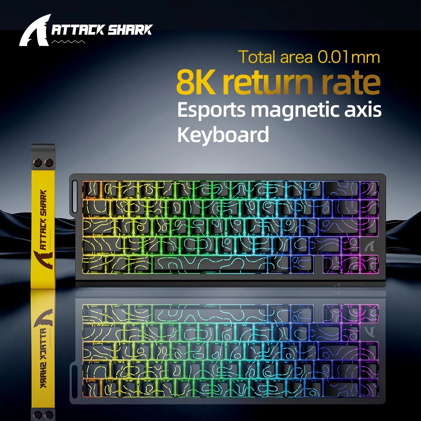 X68HE Attack Shark Magnetic Mechanical Gaming Keyboard – Wired Pro Gaming with 0.01mm Rapid Trigger, 8000Hz, SOCD/Rs 0.125ms