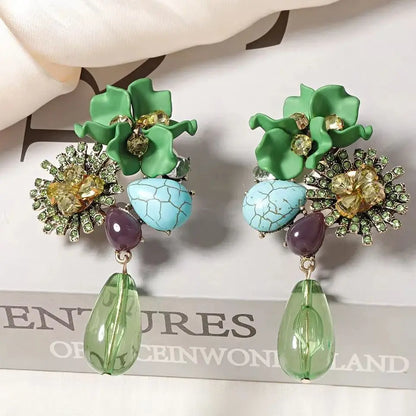 Zvoijio Resin Flower Drop Earrings - Personalized Trendy Long Water Drop Jewelry for Women