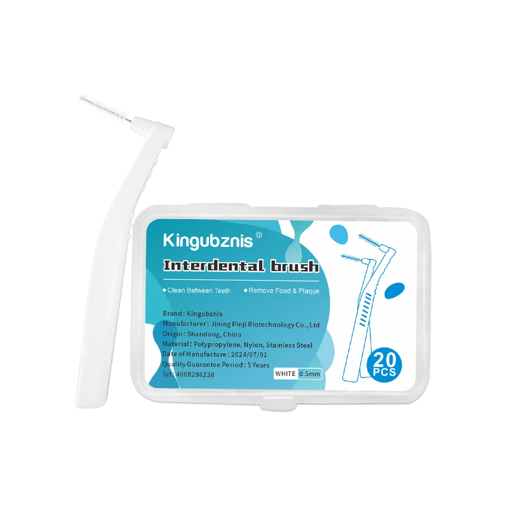 Kingubznis Interdental Brush Set - Stainless Steel Orthodontic Dental Floss Brushes with Angled Short Handle
