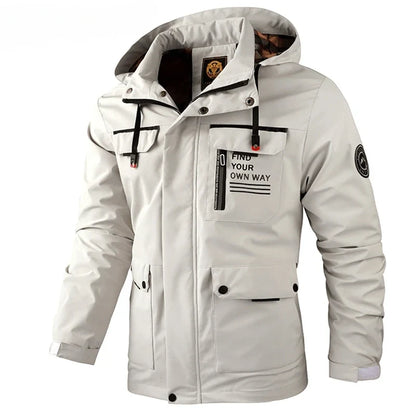 Men's Casual Hooded Windbreaker Jacket - Waterproof Warm Soft Shell Outdoor Winter Coat Plus Size