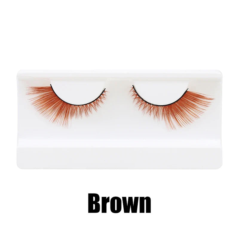 Colorful Halloween False Eyelashes – Blue, Red & Pink Cosplay Fake Lash Extensions for Makeup Looks
